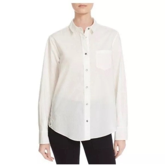 CINQ Á SEPT white crisp blouse with a crochet back M - Picture 2 of 11